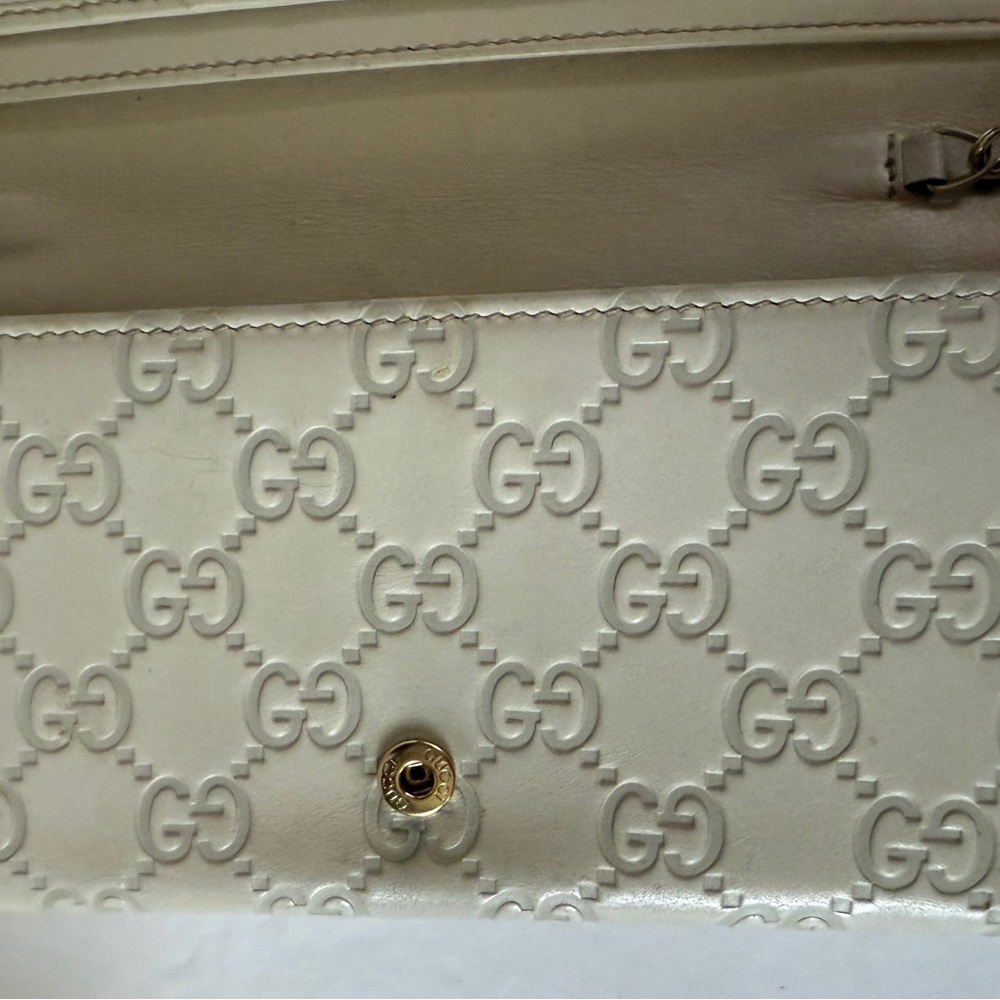 GUCCI Chain Long Wallet  Leather‎ Women Authentic Beige Monogram - Picture 9 of 16